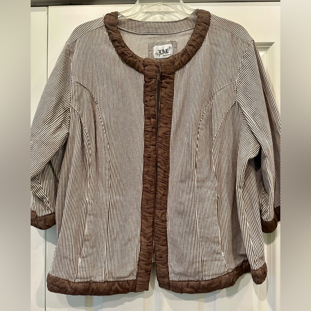Brown and white stripe jacket